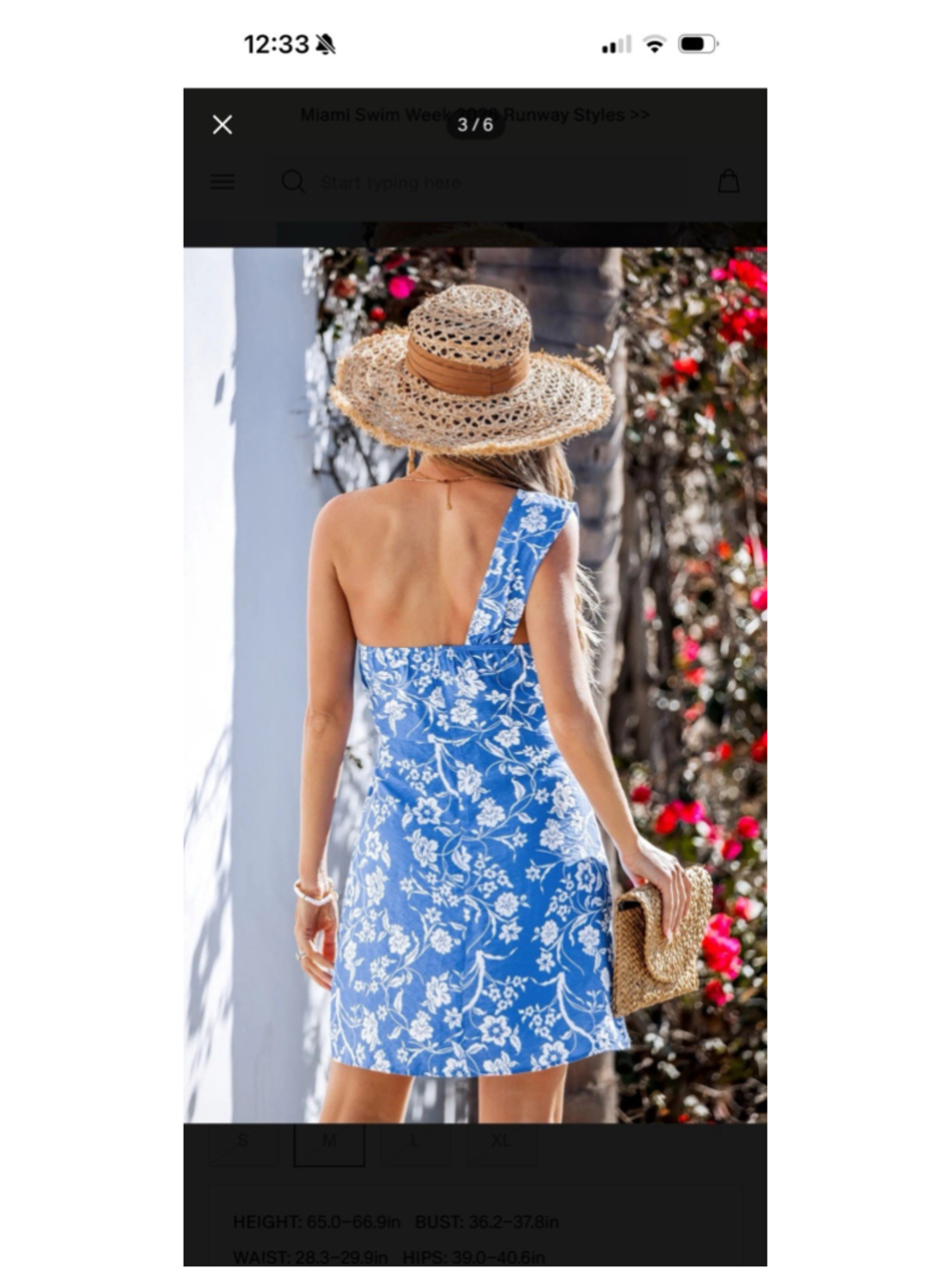 CUPSHE One-Shoulder Hawaiian Holiday Floral Blue White Dress Size XL - Picture 2 of 12